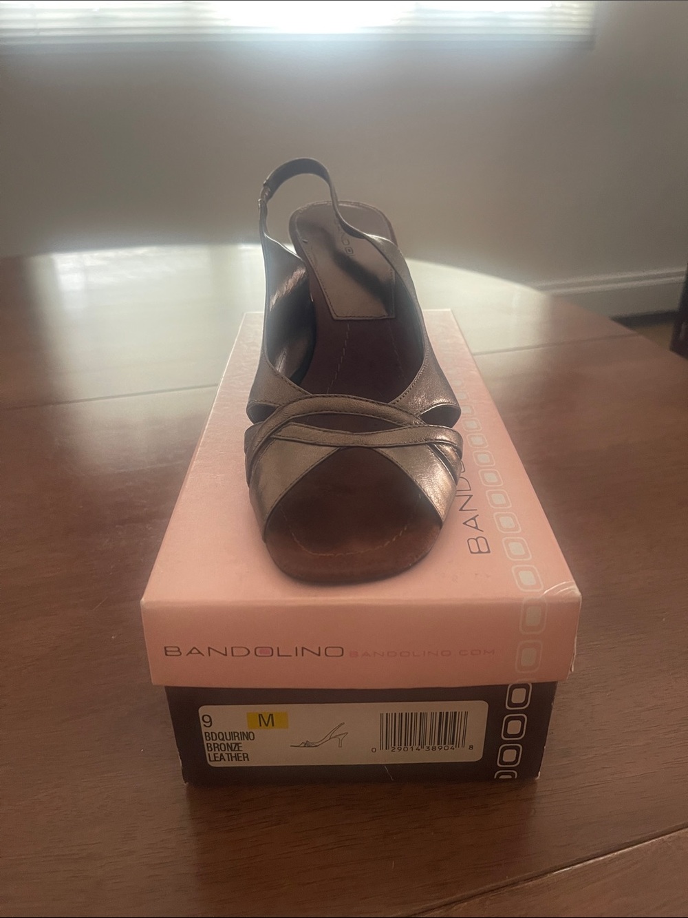Bandolino Bronze Leather Slingback Peep-Toe Heel